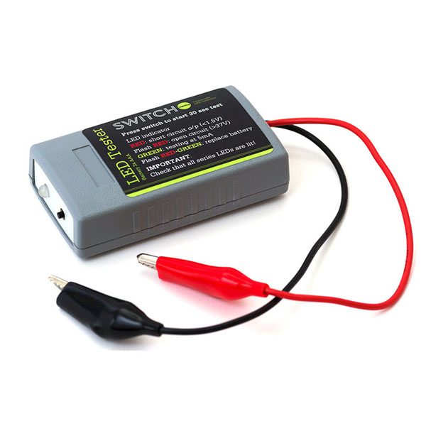 LED testing tool - electronic testing device with crocodile clips on test leads